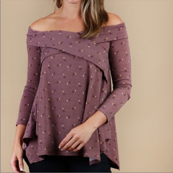 Altar'd State NWT Dusty‎ Purple Floral Off the Shoulder Top Size Small - Picture 1 of 11